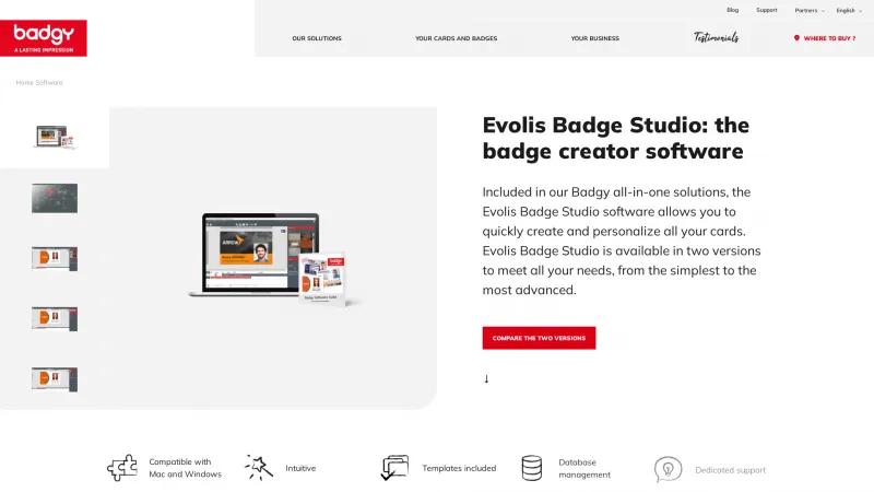 Homepage of Evolis Badge Studio