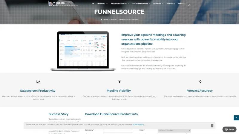 Homepage of FunnelSource