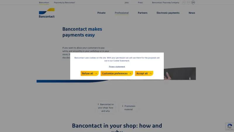 Homepage of Bancontact