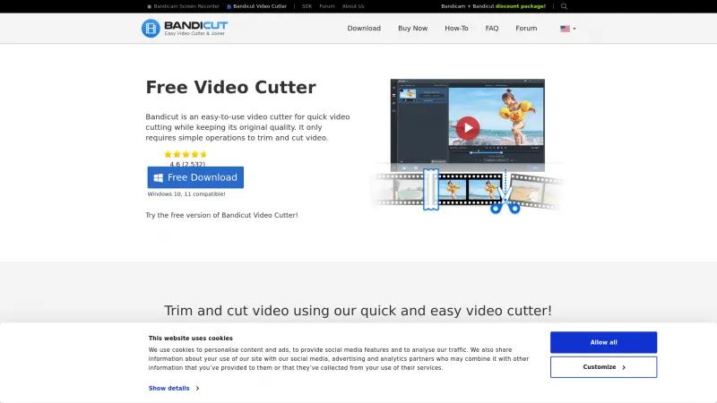 Homepage of Bandicut Video Cutter