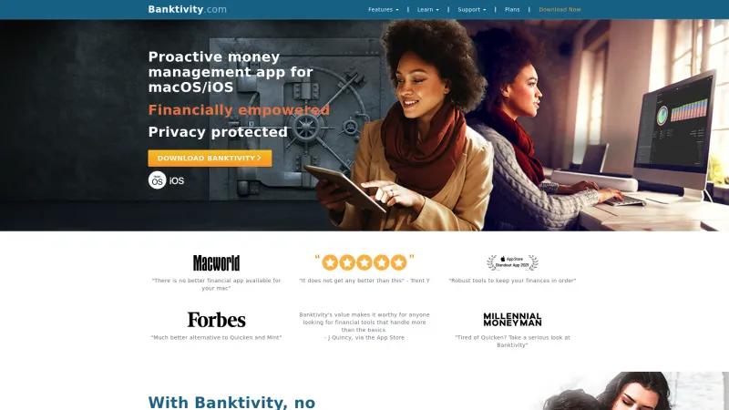 Homepage of Banktivity