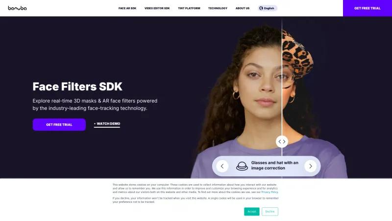 Homepage of Banuba Face AR SDK
