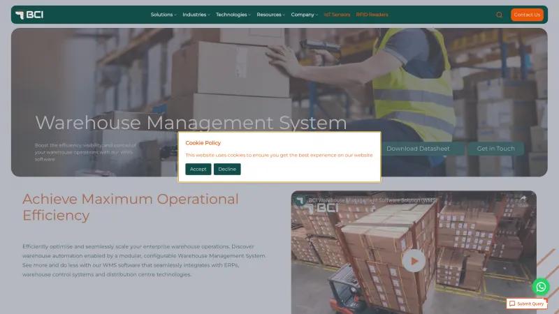 Homepage of Mobivue Warehouse Management System