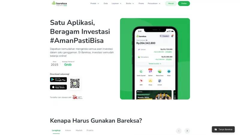 Homepage of Bareksa