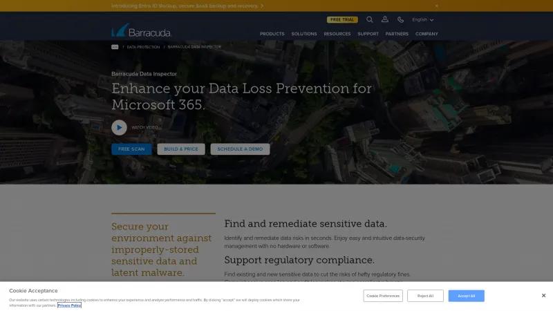 Homepage of Barracuda Data Inspector