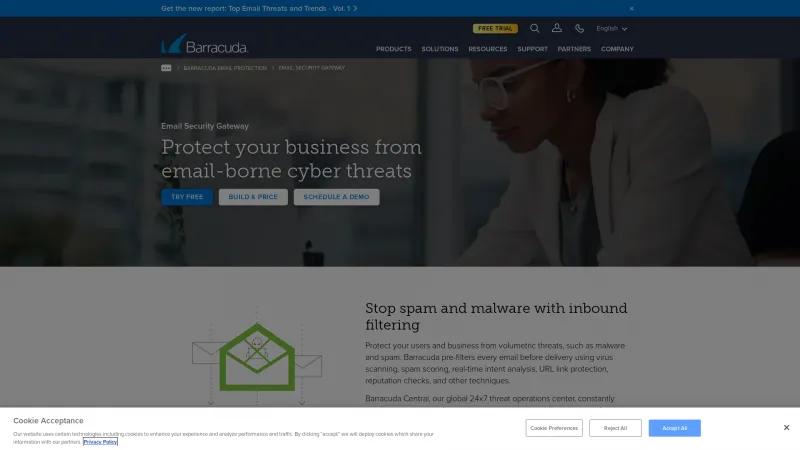 Homepage of Barracuda Email Security Gateway