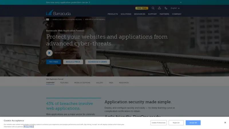 Homepage of Barracuda Web Application Firewall