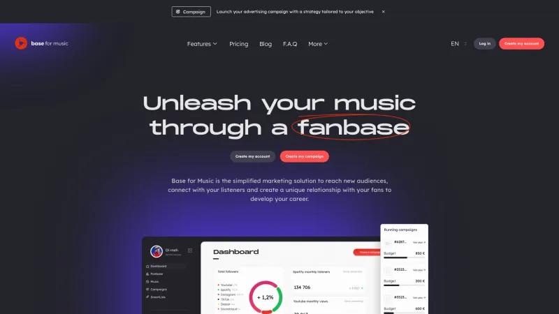 Homepage of Base for Music