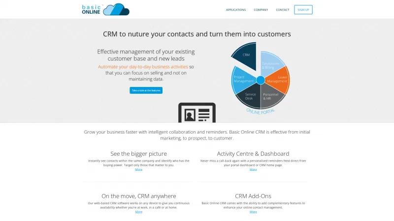 Homepage of Basic Online CRM