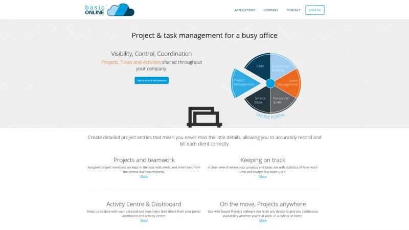 Homepage of Basic Online Project Management