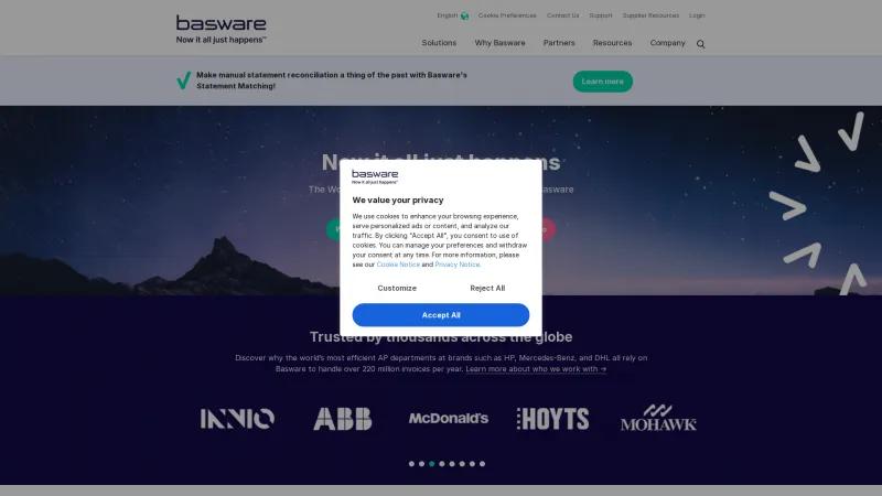 Homepage of Basware