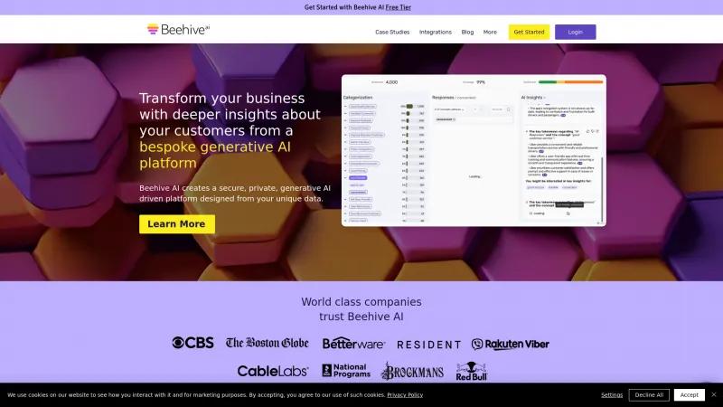 Homepage of Beehive AI