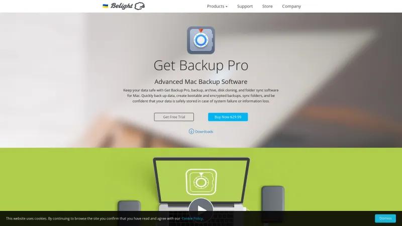 Homepage of Get Backup Pro