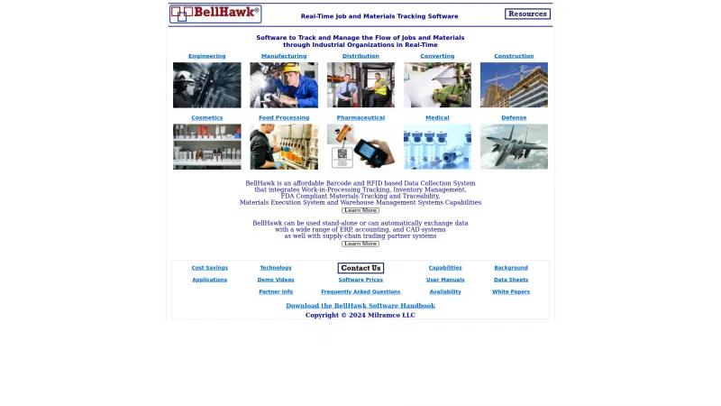 Homepage of BellHawk