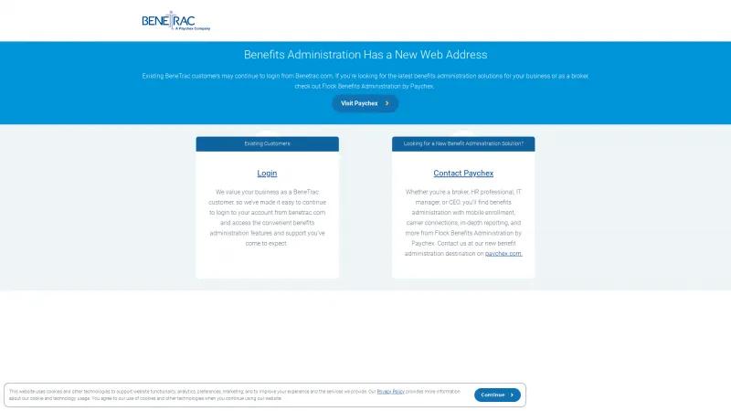 Homepage of BeneTrac