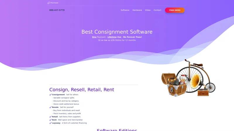 Homepage of Best Consignment Shop Software