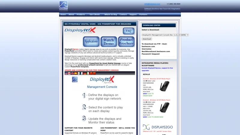 Homepage of DisplayIt!Xpress