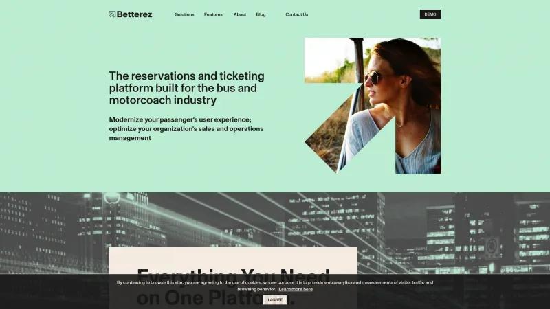 Homepage of Betterez