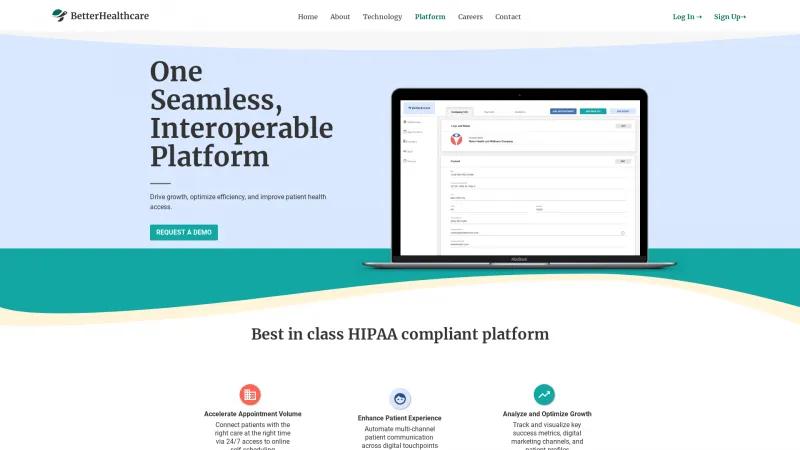 Homepage of BetterAccess