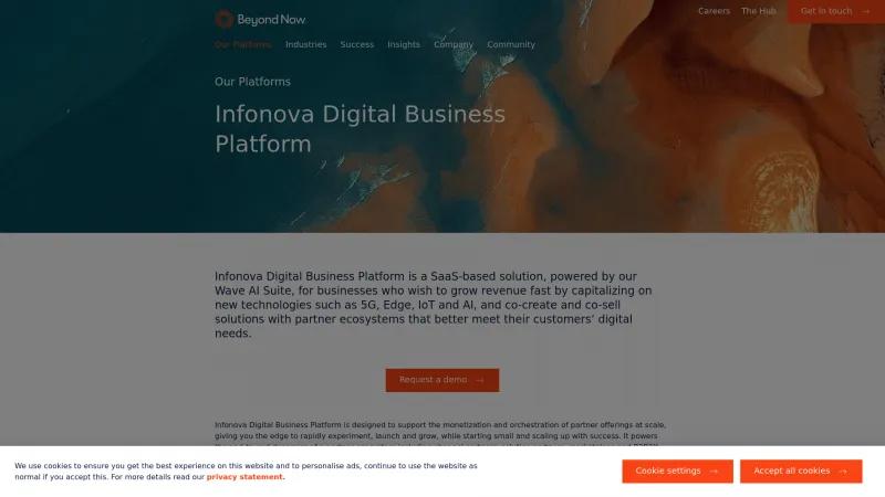 Homepage of Infonova Digital Business Platform