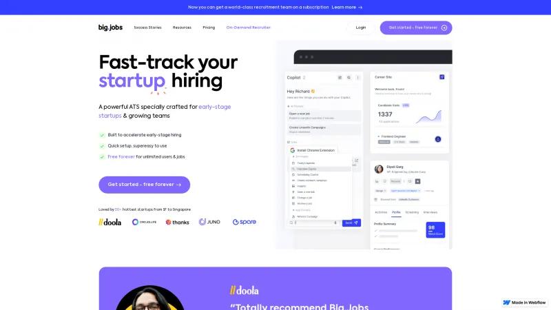 Homepage of Big.Jobs