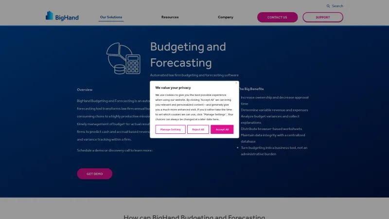 Homepage of BigHand Budgeting and Forecasting