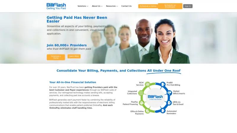 Homepage of BillFlash