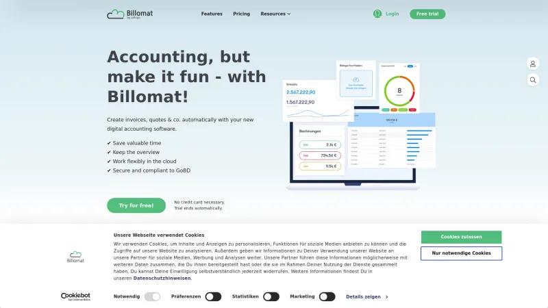 Homepage of Billomat