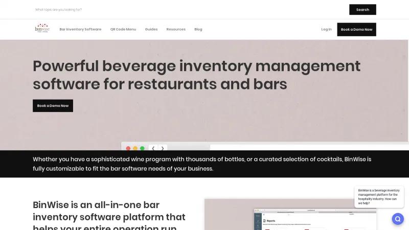 Homepage of BinWise