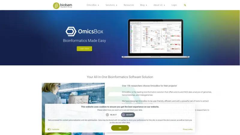 Homepage of OmicsBox