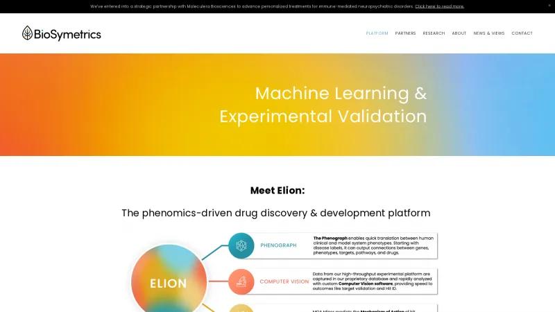 Homepage of BioSymetrics