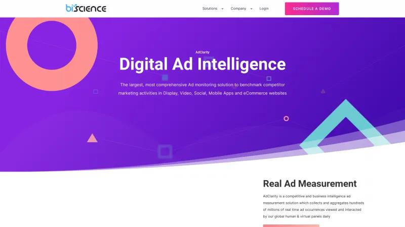 Homepage of AdClarity