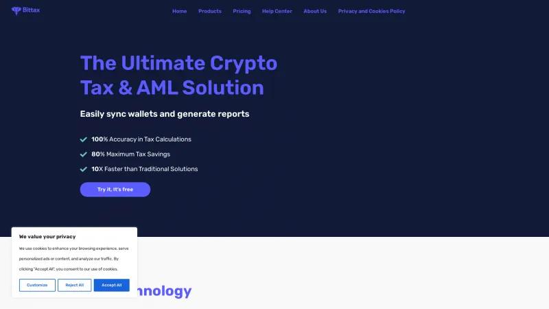 Homepage of Bittax