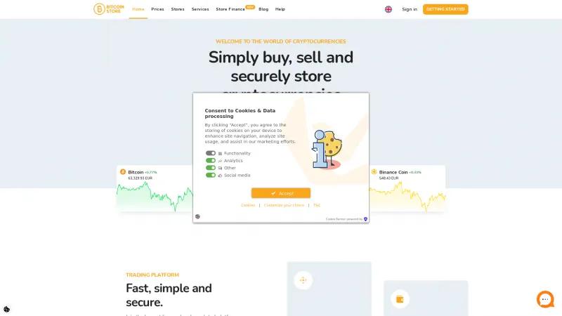 Homepage of Bitcoin Store