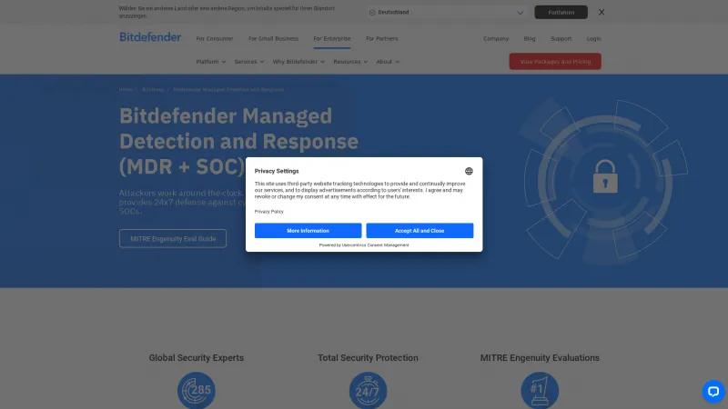 Homepage of Bitdefender MDR