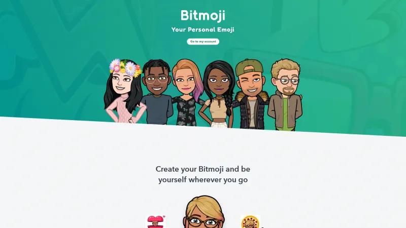 Homepage of Bitmoji