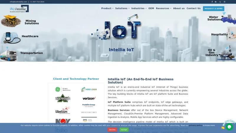 Homepage of Intellia IoT