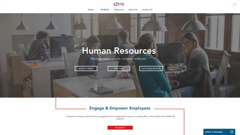 Homepage of BiznusSoft HR