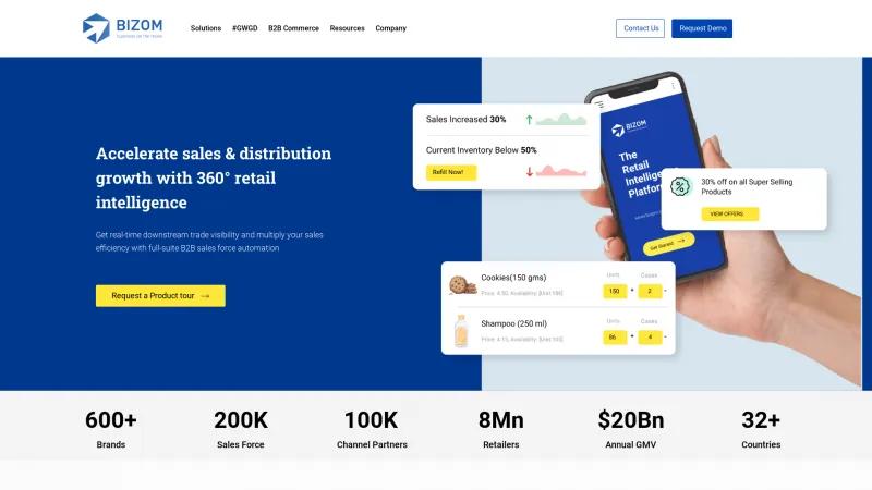 Homepage of Bizom