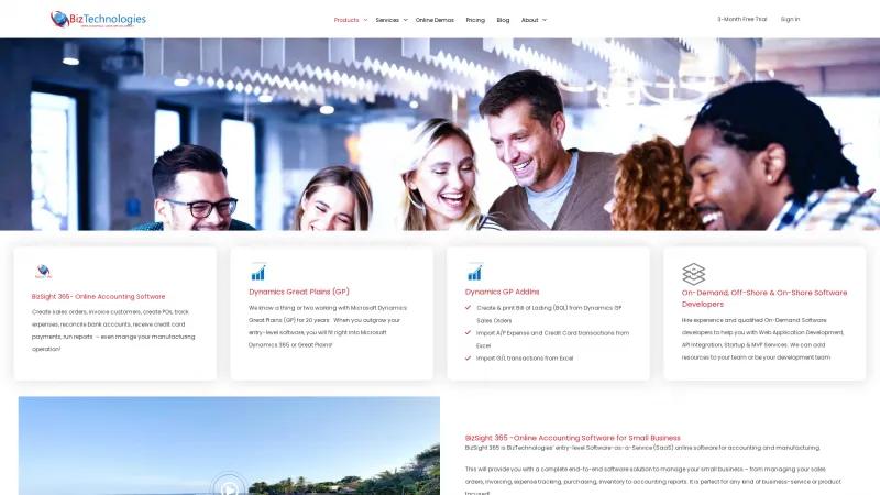 Homepage of BizSight 365