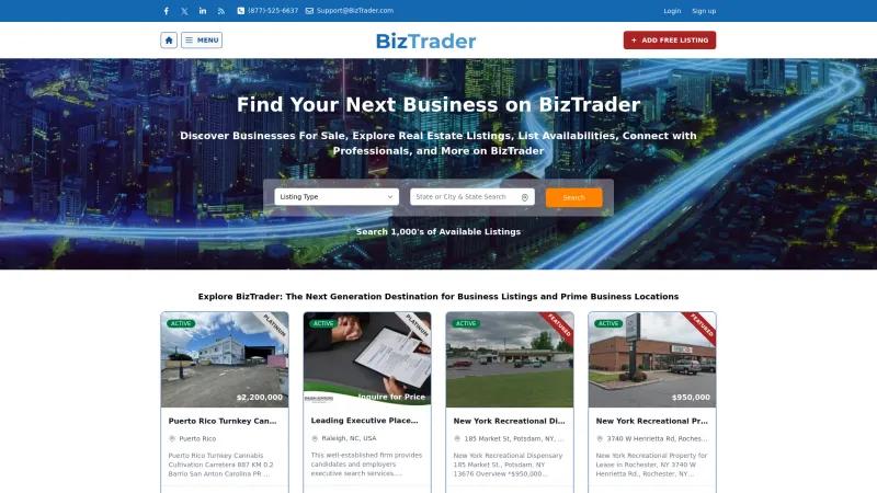 Homepage of BizTrader