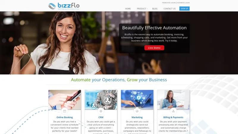 Homepage of Bizzflo