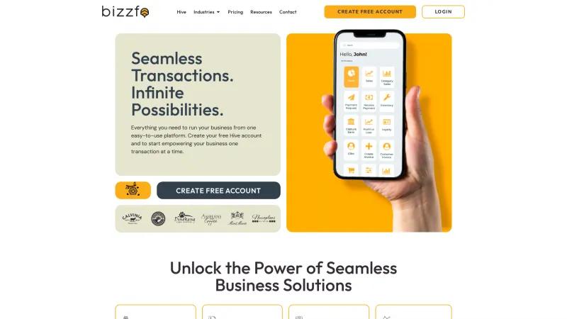 Homepage of Bizzfo Point of Sale