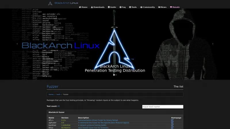 Homepage of BlackArch Fuzzer