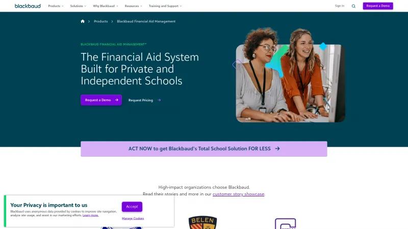 Homepage of Blackbaud Financial Aid