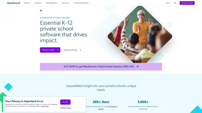 Homepage of Blackbaud K-12