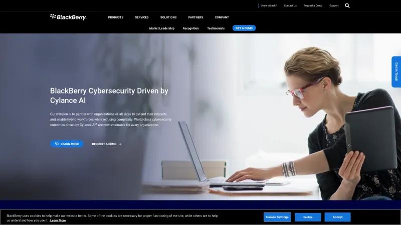 Homepage of BlackBerry Cyber Suite