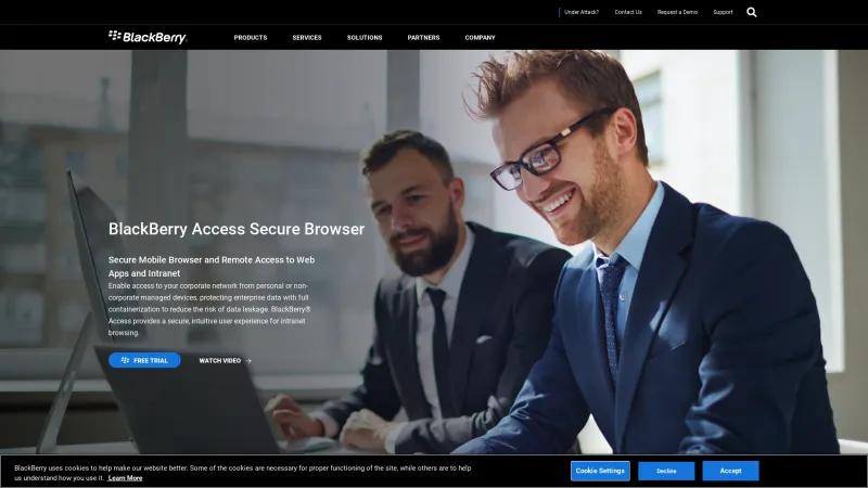 Homepage of BlackBerry Access