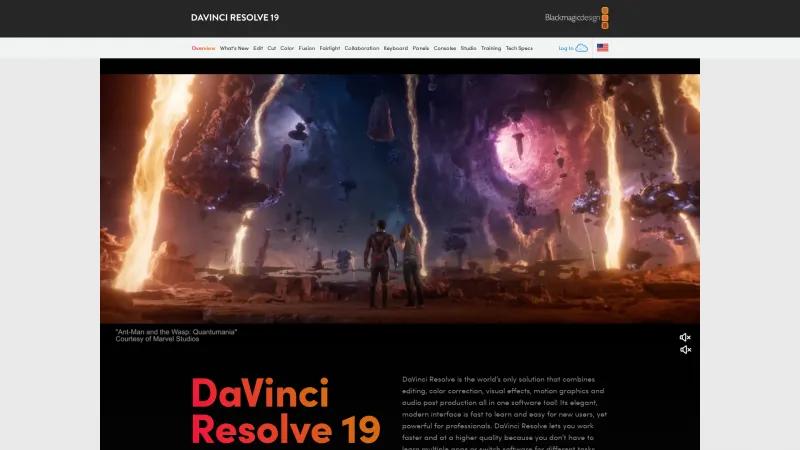 Homepage of DaVinci Resolve