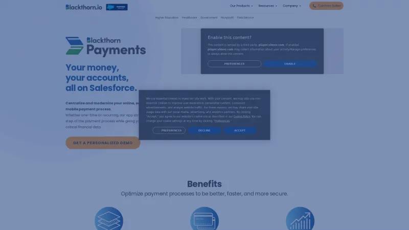 Homepage of Blackthorn Payments